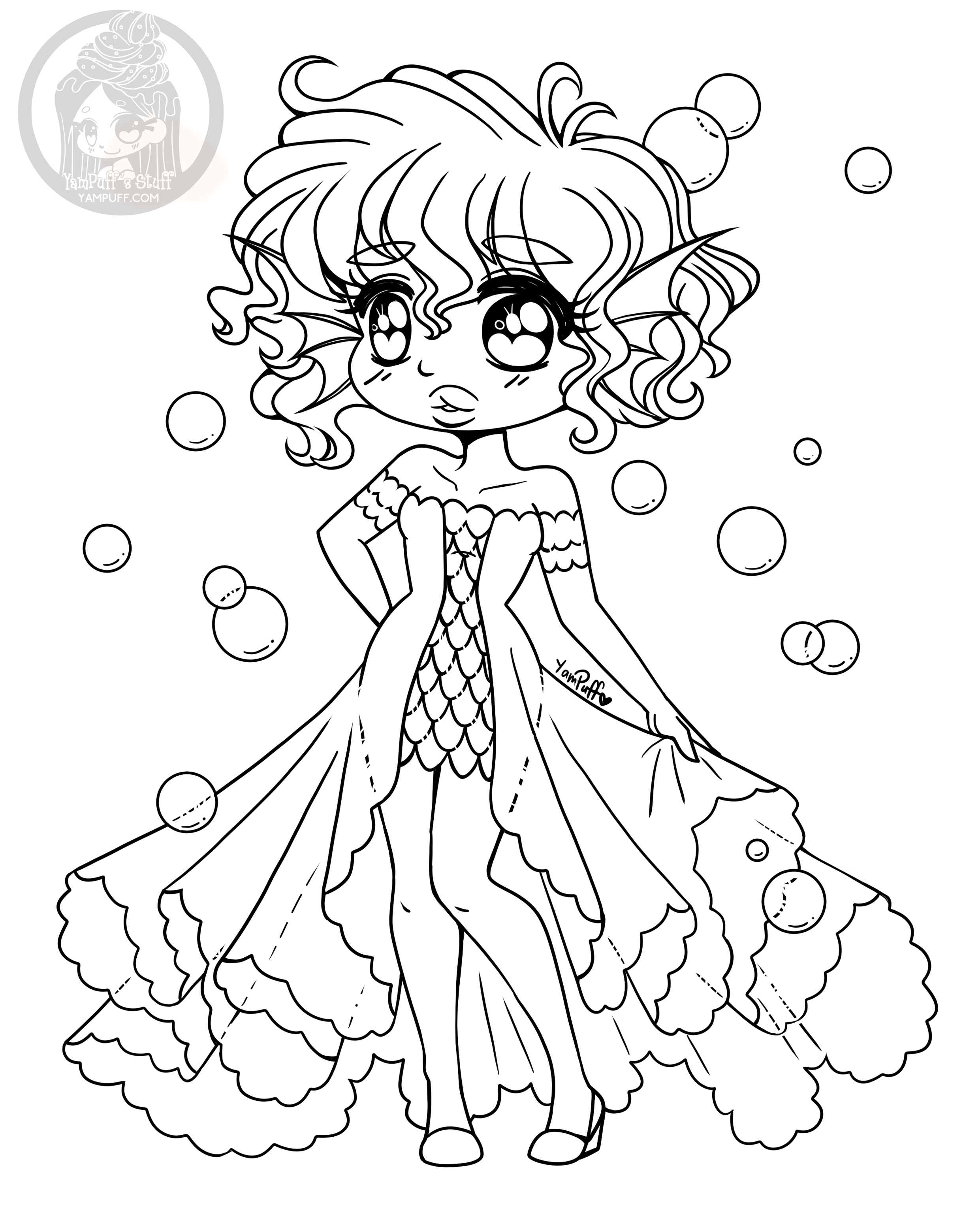 Underwater chibi coloring page by â s stuff