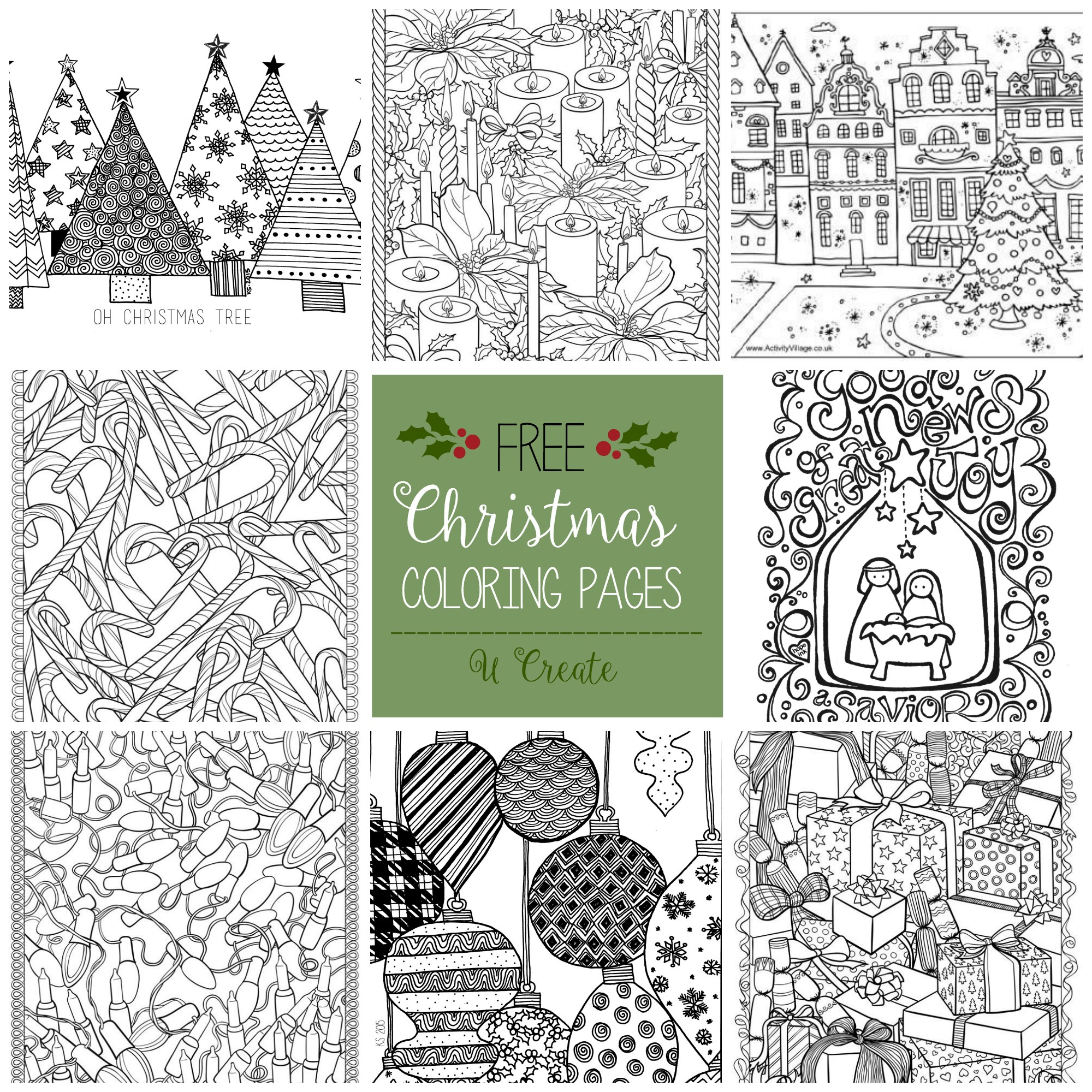 Free christmas adult coloring pages
