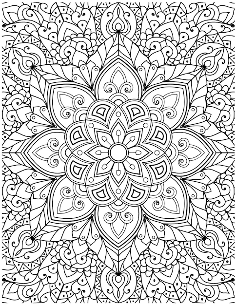 Premium vector hand drawn mandala coloring pages for adult coloring book floral hand drawn mandala coloring page