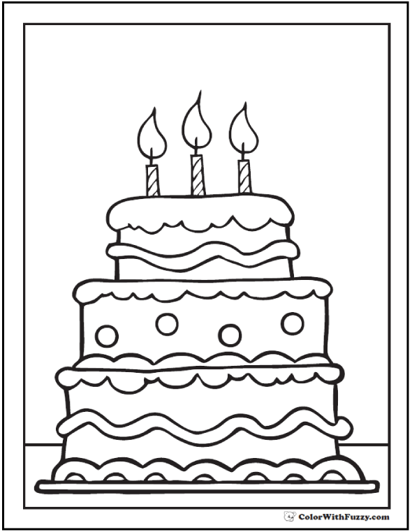 Birthday cake coloring pages â customizable ad