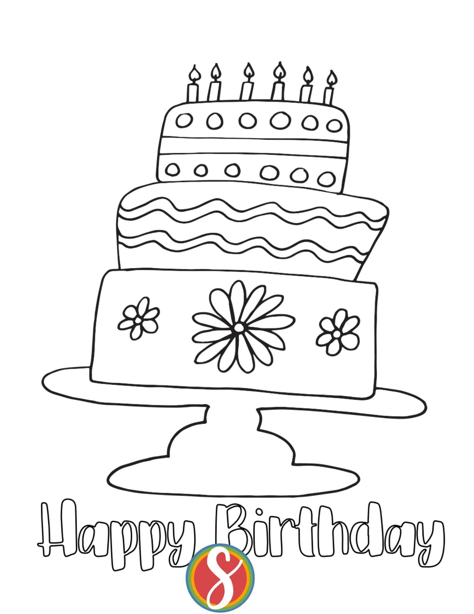Free cake coloring pages â stevie doodles