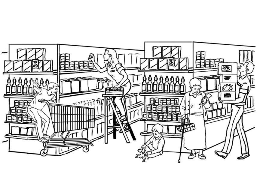Coloring page supermarket