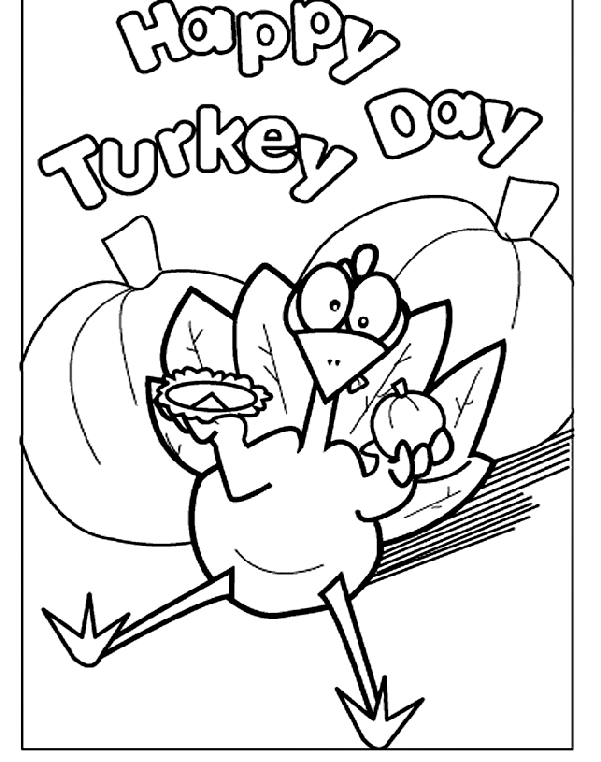 Happy turkey day free printable coloring page for kids