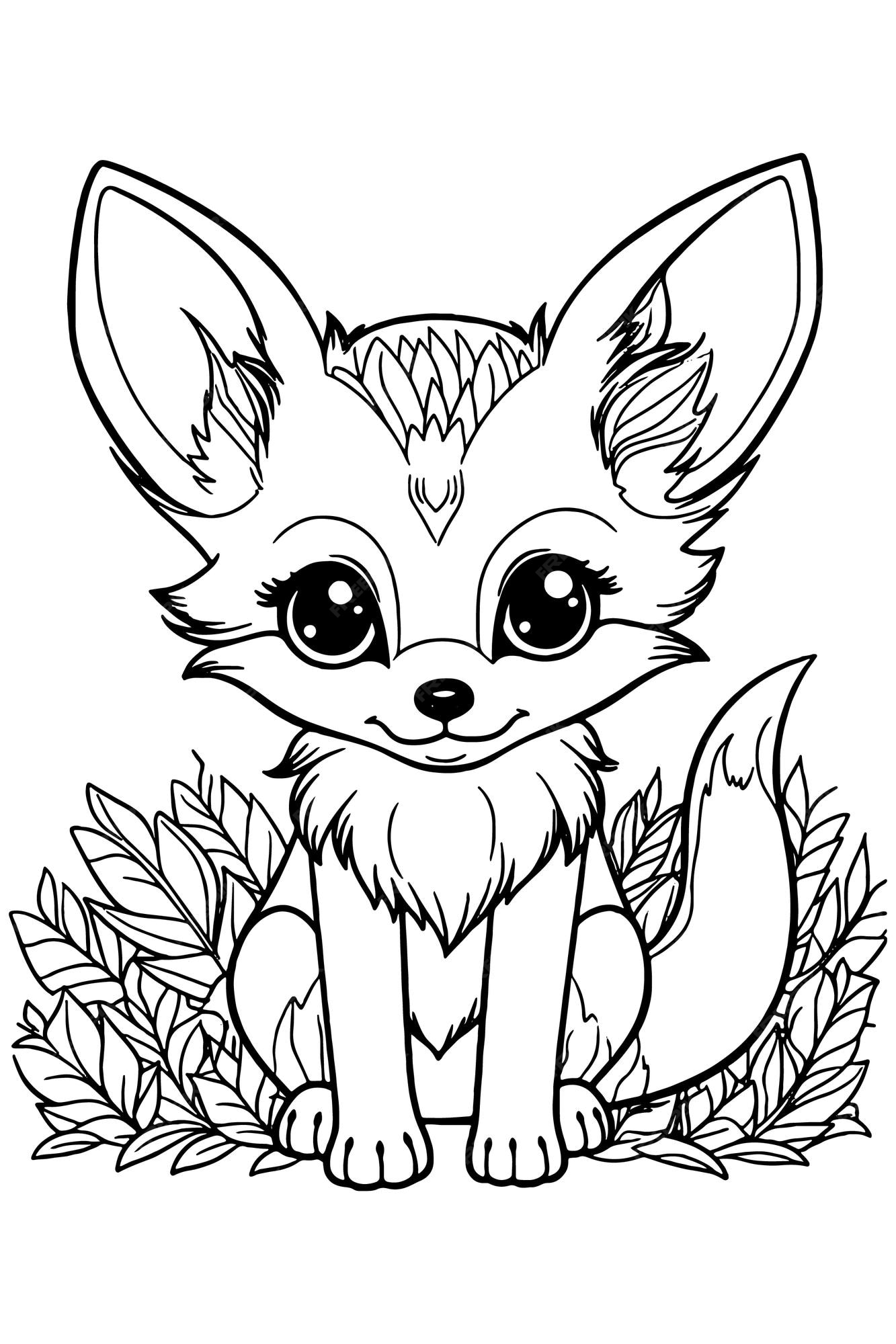 Premium vector cute animals coloring pages for kids fox coloring page with a fox