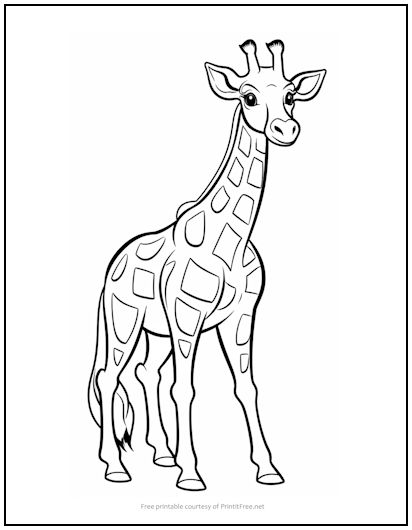 Giraffe coloring page print it free