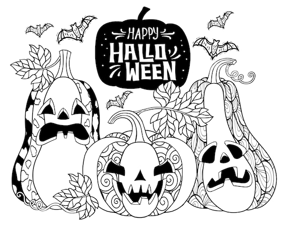 Halloween coloring pages for adults witch spooky pumpkin ghost coloring page bundle downloadable printable coloring sheets for adults