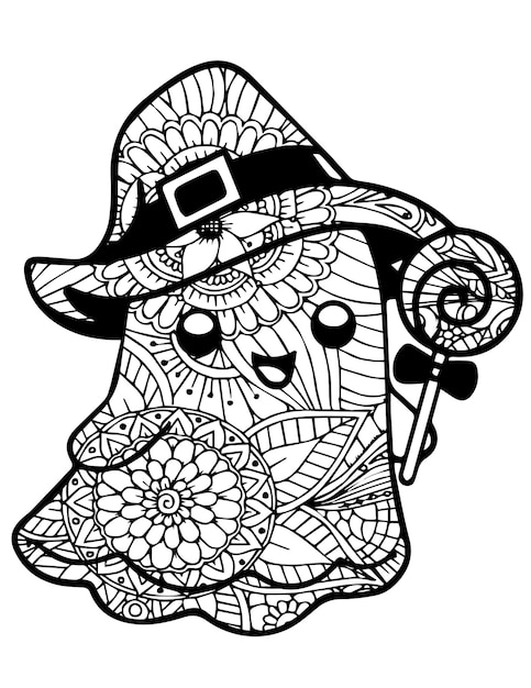 Premium vector halloween coloring page for adults and kids