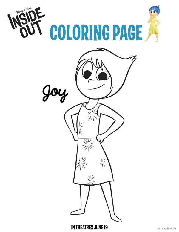 Free printable disney pixar inside out joy coloring page