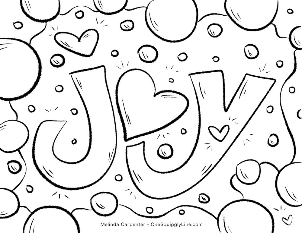 Bubbling over with joy â coloring page â one squiggly line