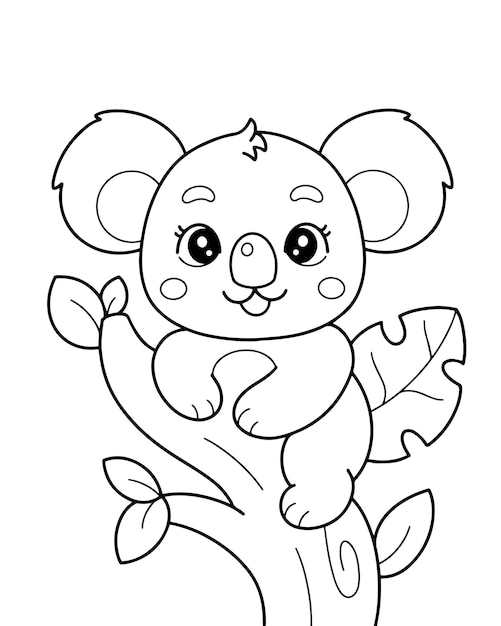 Premium vector koala coloring page illustration