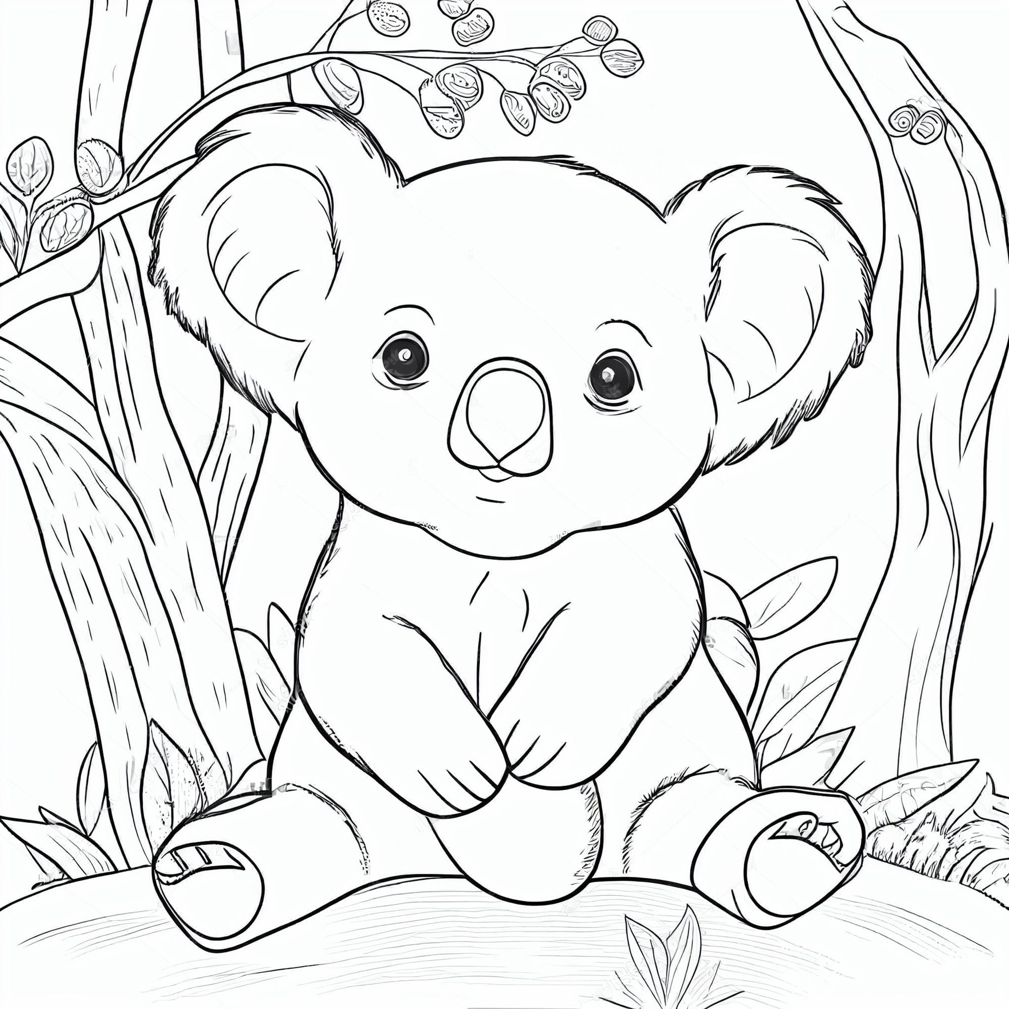 Premium photo coloring pages for kids to print koala bear coloring pages generative ai