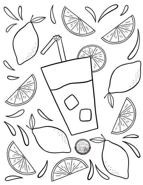 Lemonade coloring page fruit coloring pages coloring pages summer coloring pages