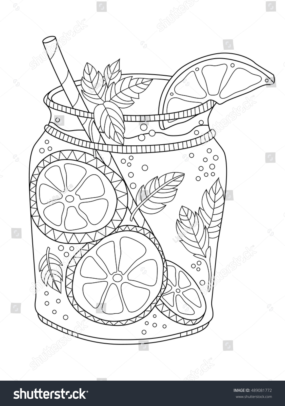 Lemonade jar coloring page adults zentangle stock vector royalty free