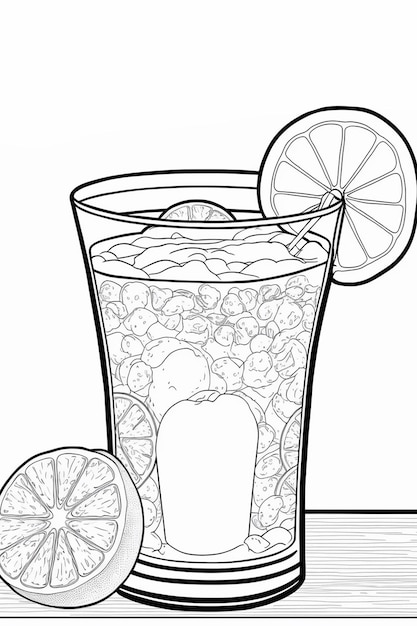 Premium photo blank lemonade coloring page black and white for coloring book