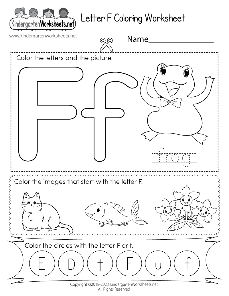 Letter f coloring worksheet