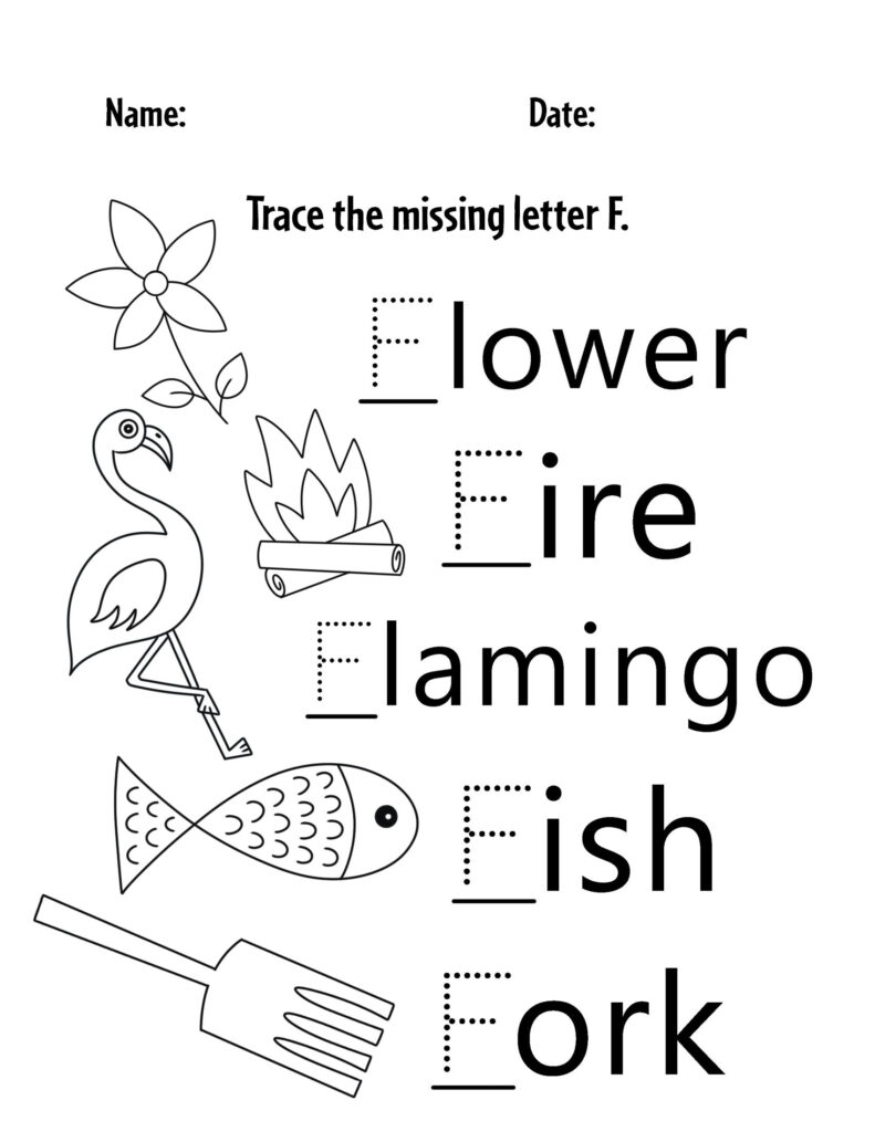 Free letter f worksheets for preschool â the hollydog blog