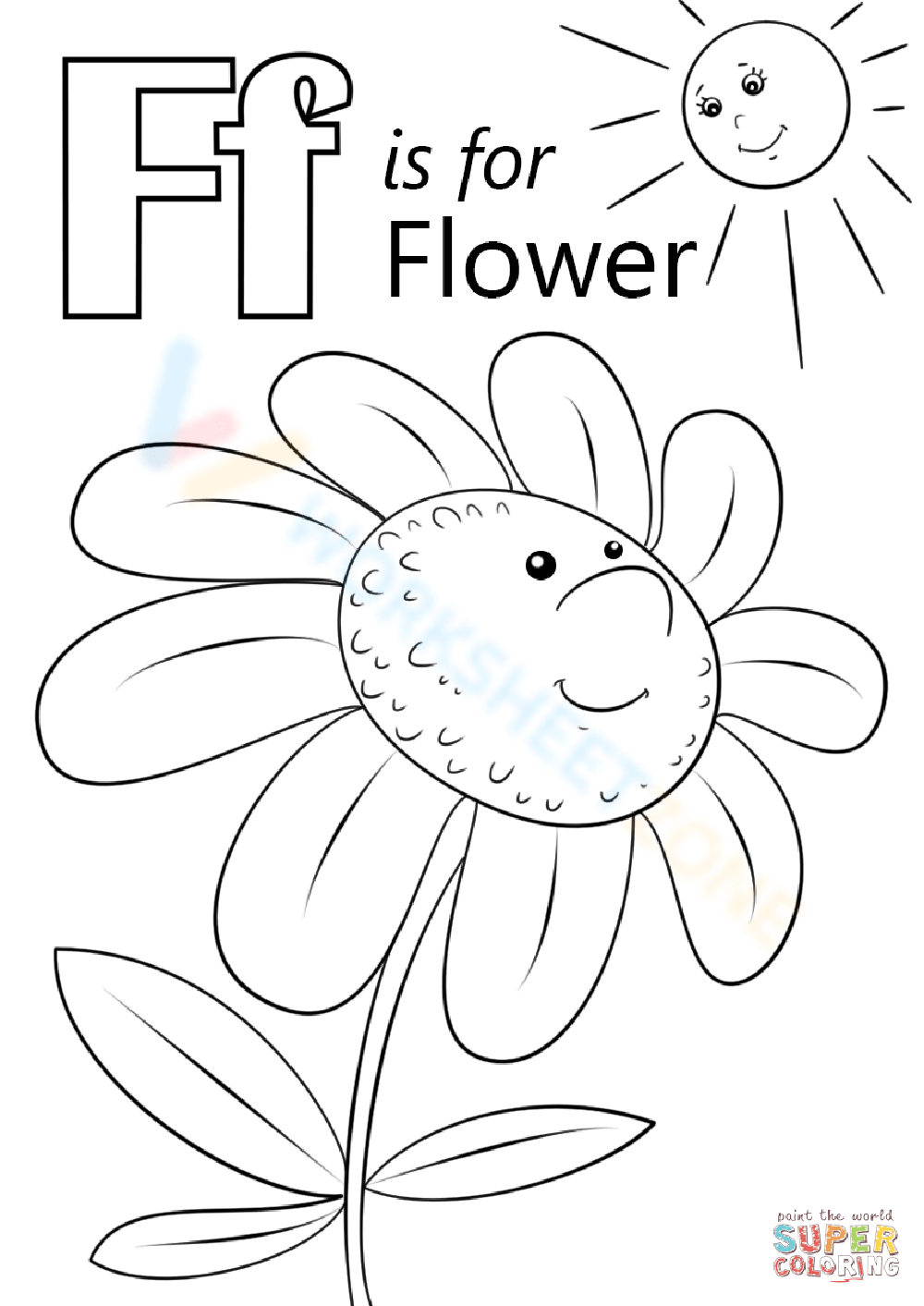 Letter f is for flower worksheet