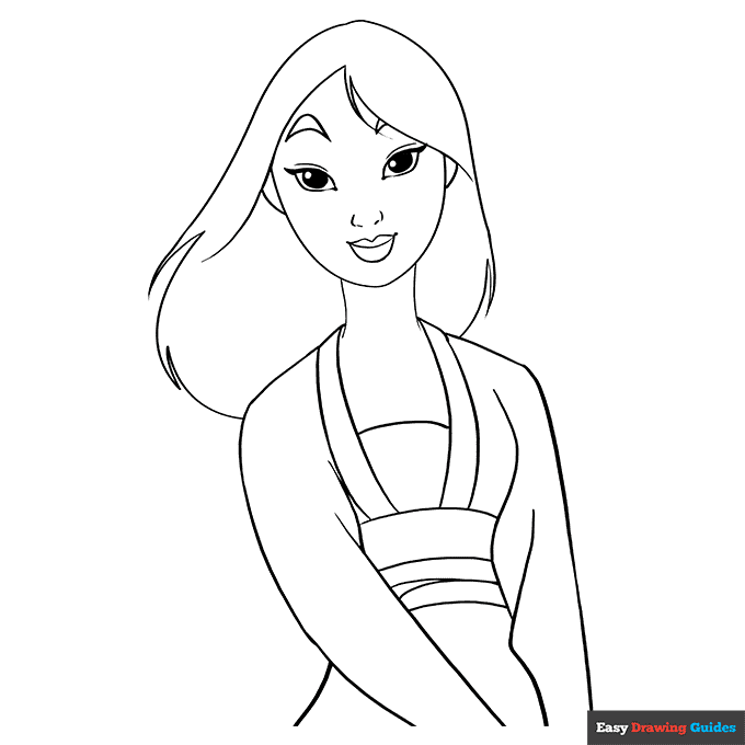 Mulan coloring page easy drawing guides