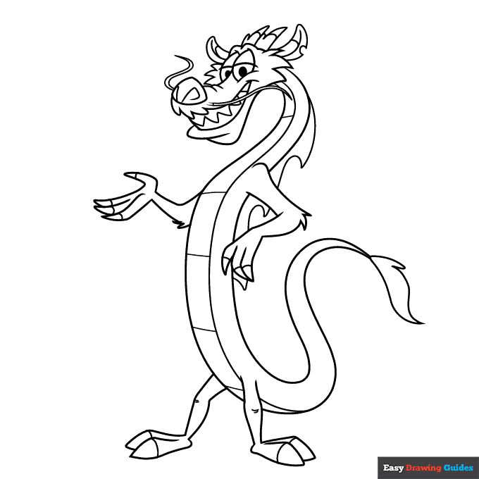 Mushu from mulan coloring page easy drawing guides