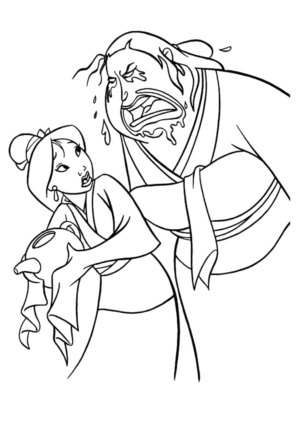 Free printable mulan tears coloring page for adults and kids