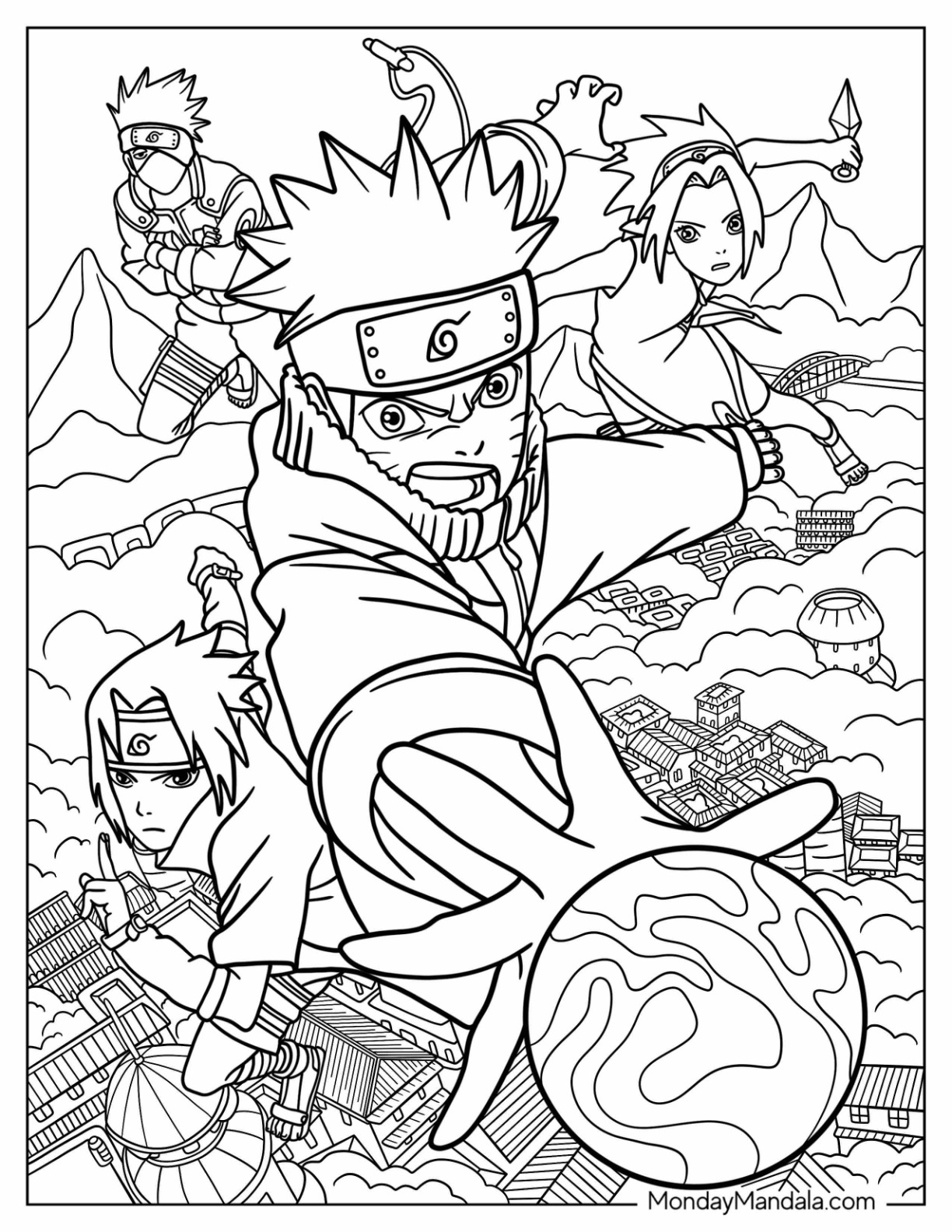 Naruto coloring pages free pdf printables