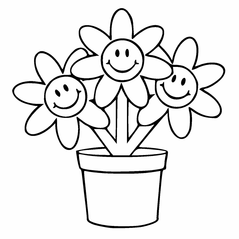 Flower pot coloring page