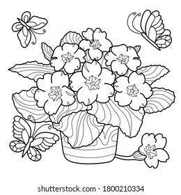 Thousand colouring pages flower pot royalty