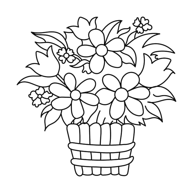 Premium vector flower pot coloring page for kids vector illustration eps and image