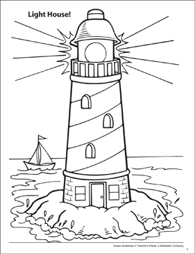 Light house ocean adventure coloring page printable coloring pages