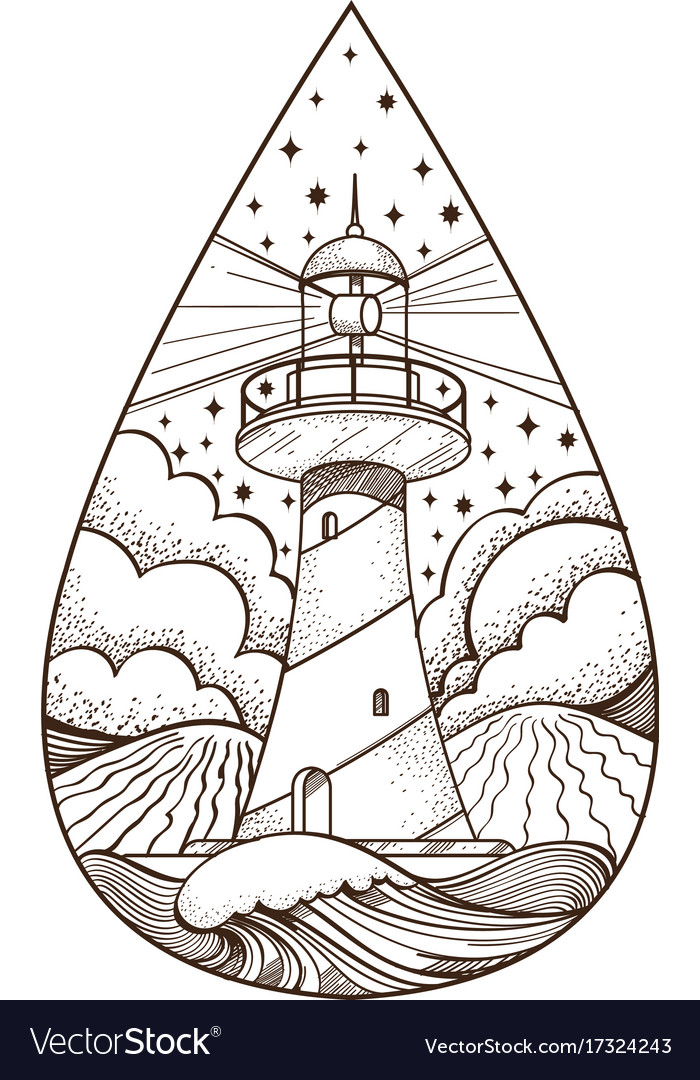 Lighthouse contour for logo emblem coloring page vector image