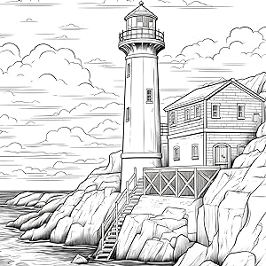 Lighthouses coloring book for adults enchanting lighthouses for relaxation and stress relief grayscale coloring pages larik marijana books