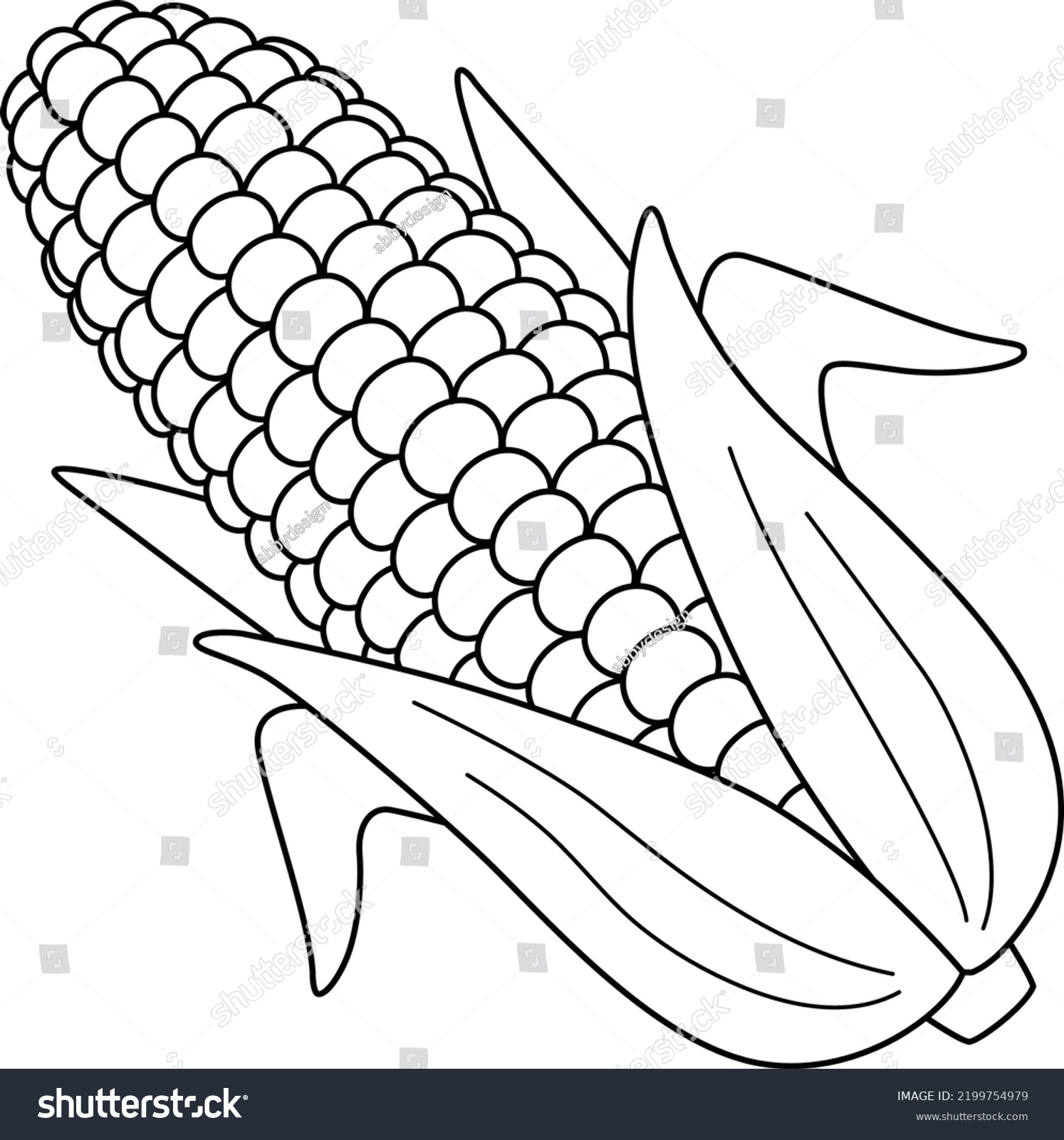 Corn fruit isolated coloring page kids stock vector royalty free
