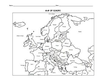 Map of europe printable loring page with untries europe map map activities map