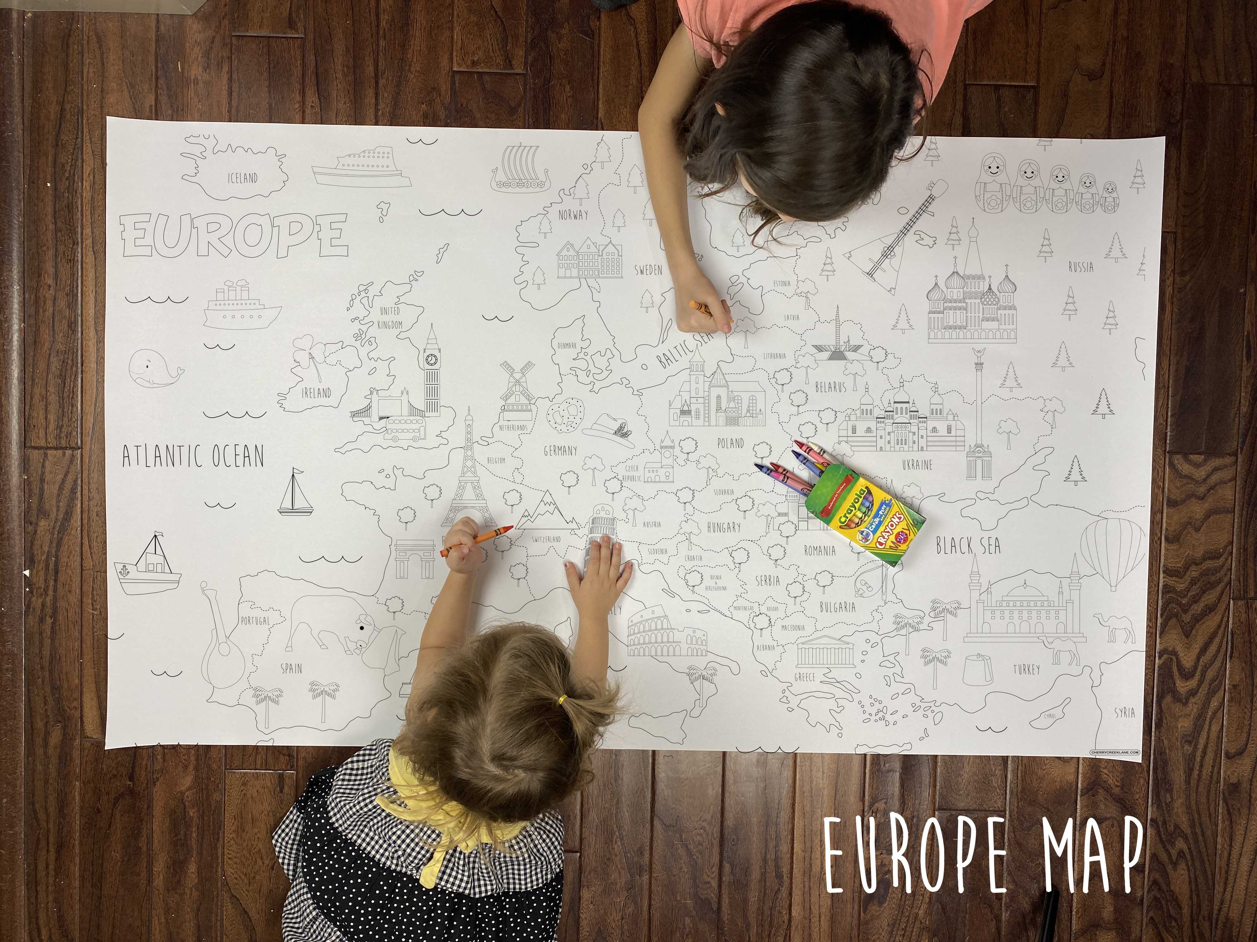 Europe map coloring sheet â
