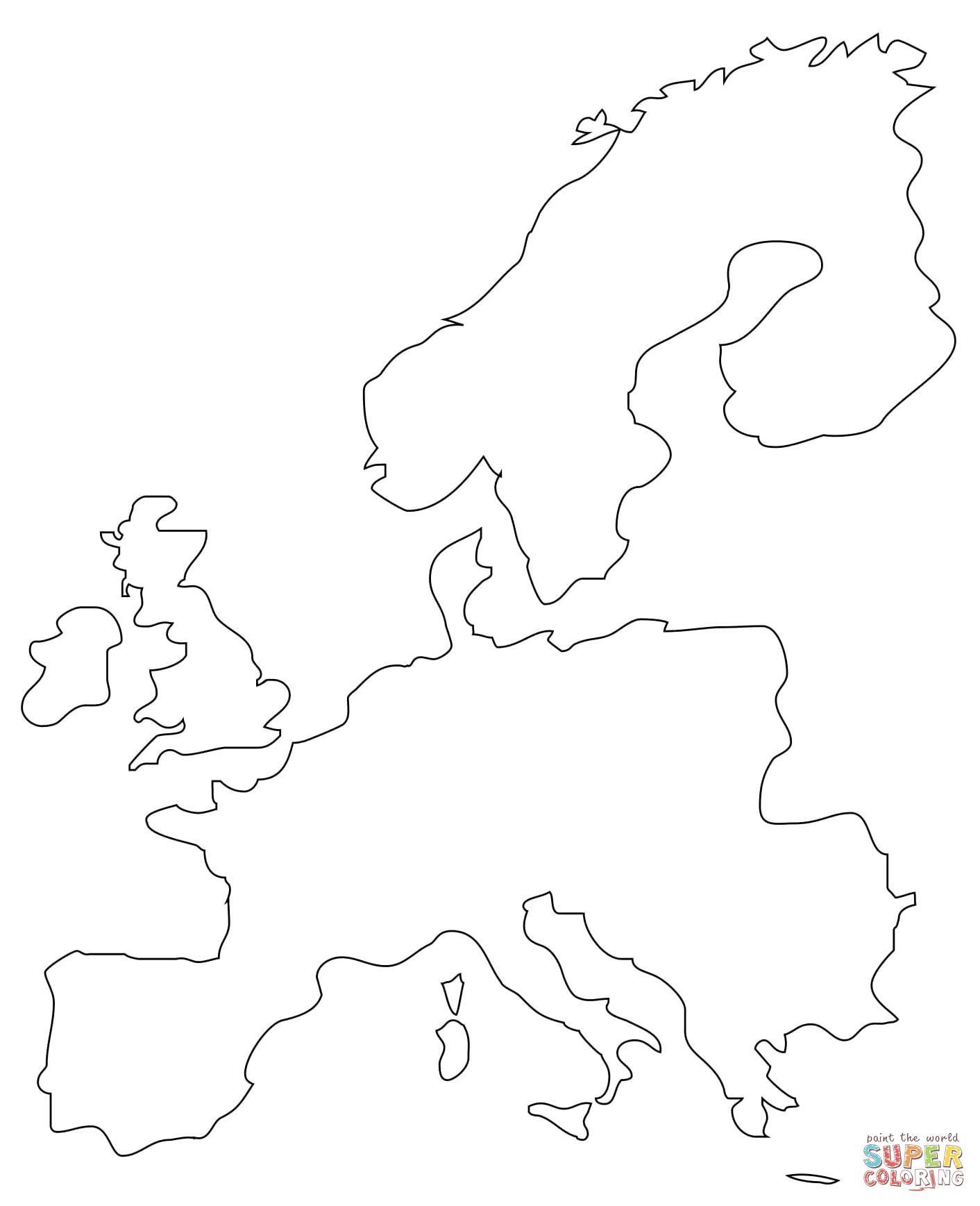 Outline map of europe coloring page free printable coloring pages