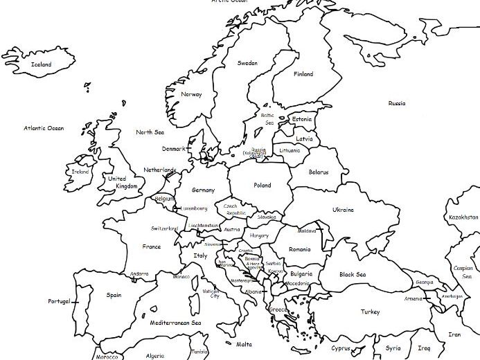 Map of europe coloring page teaching resources