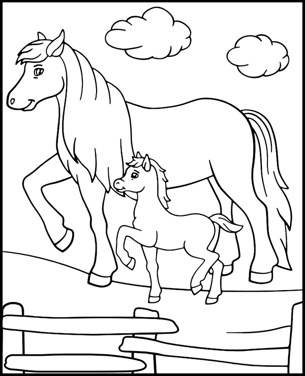 Horses coloring page for kids