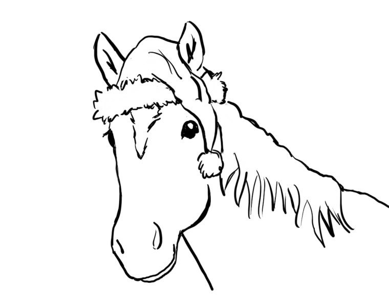 Christmas horse coloring page