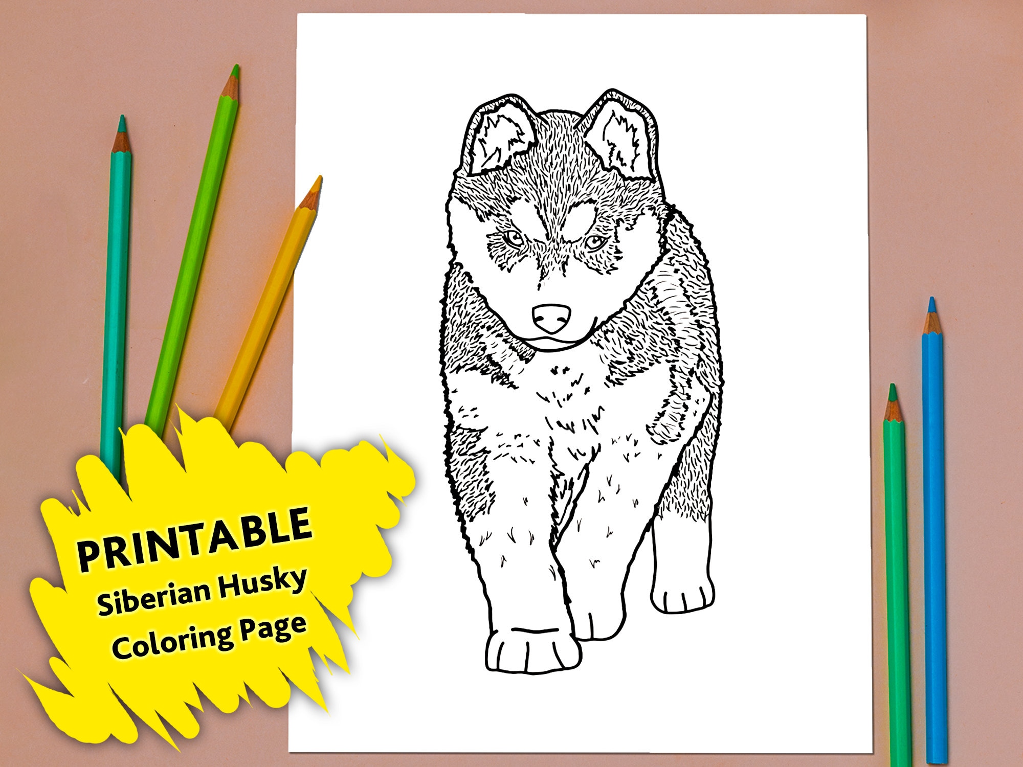 Siberian husky printable coloring page for children pdf download download now