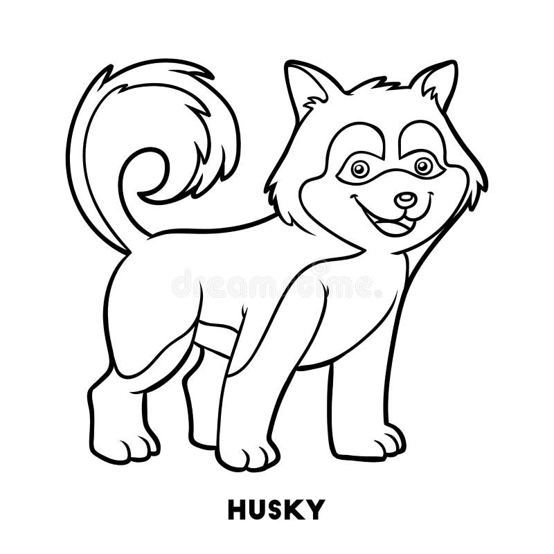 Coloring book dog breeds husky stock vector
