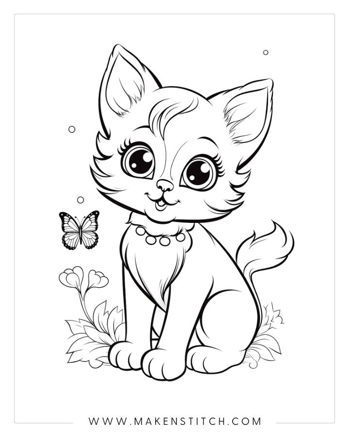 Free kittens coloring pages for kids and adults