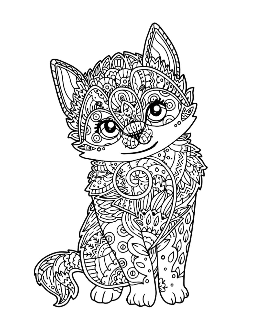 Cute kitten coloring page free download â cat cave co