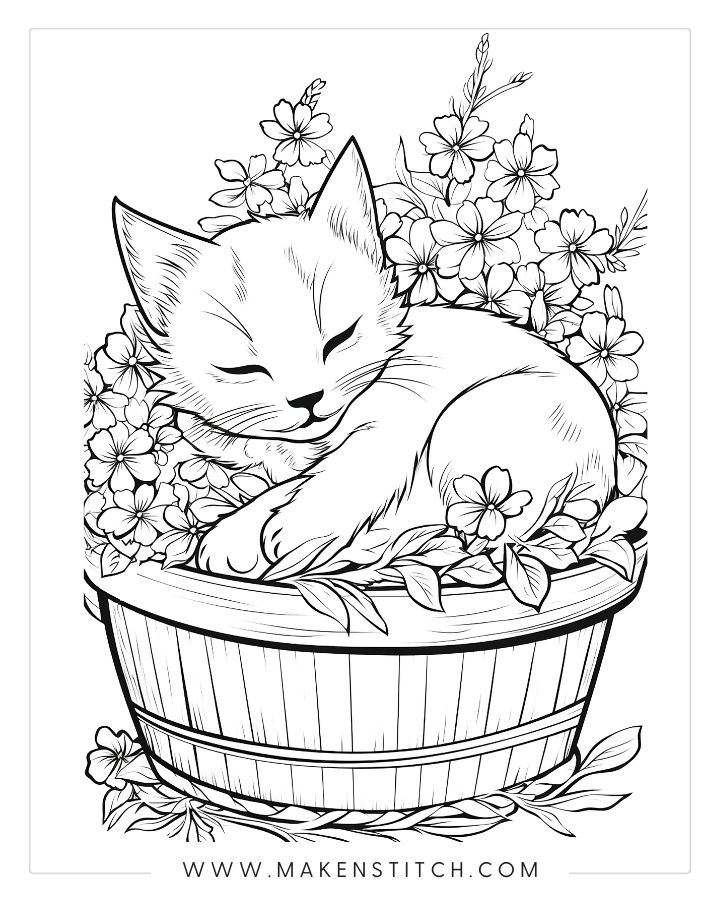 Free kittens coloring pages for kids and adults