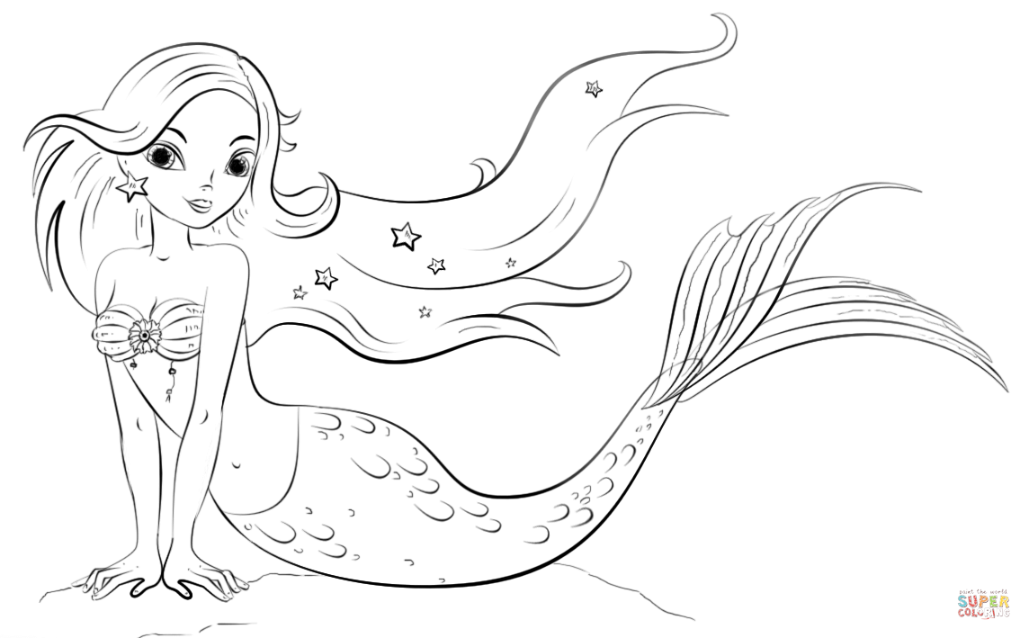 Mermaid coloring page free printable coloring pages