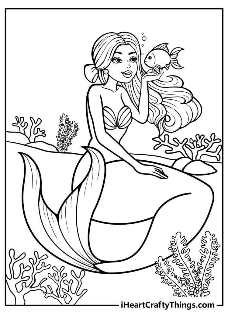 Mermaid coloring pages free printables