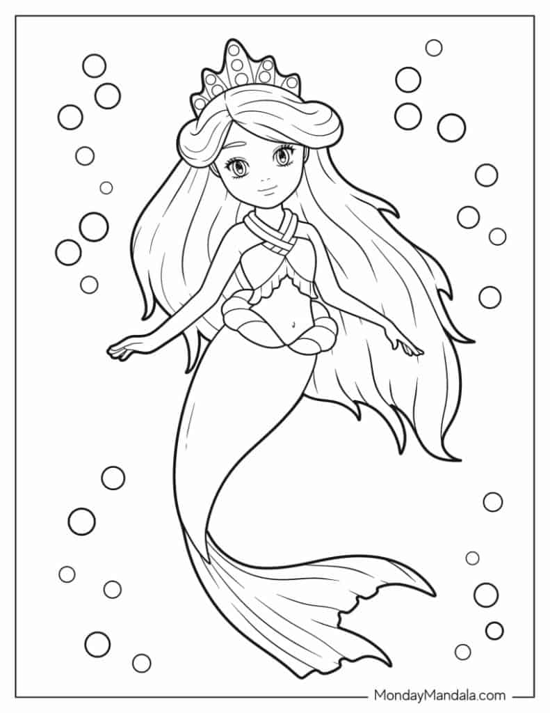 Mermaid coloring pages free pdf printables