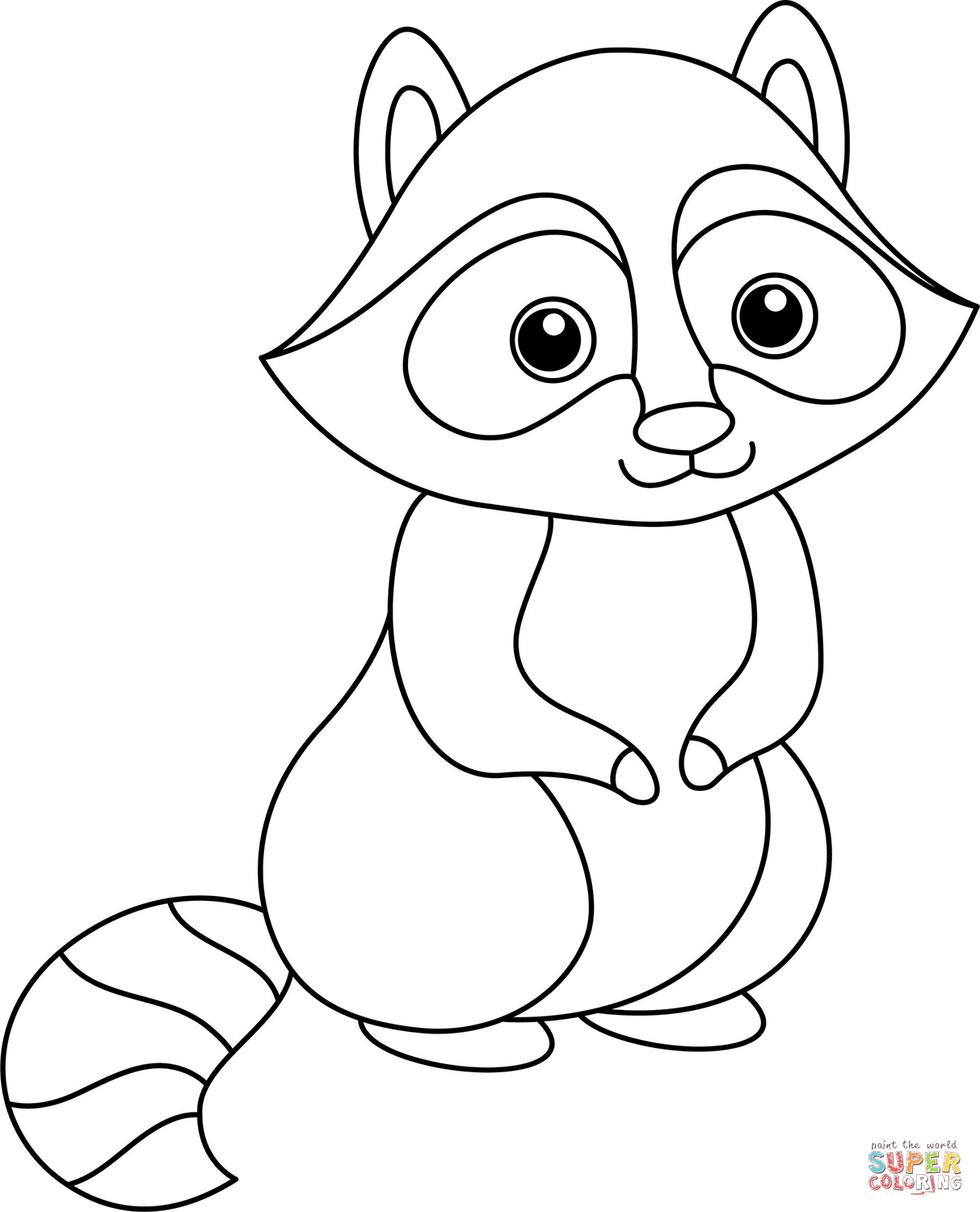 Cute raccoon coloring page free printable coloring pages
