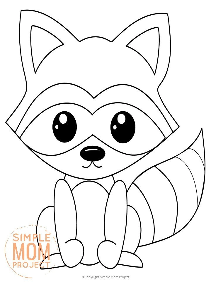 Free printable forest raccoon coloring page â simple mom project