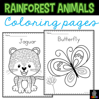 Rainforest animals coloring pages by the kinder kids tpt