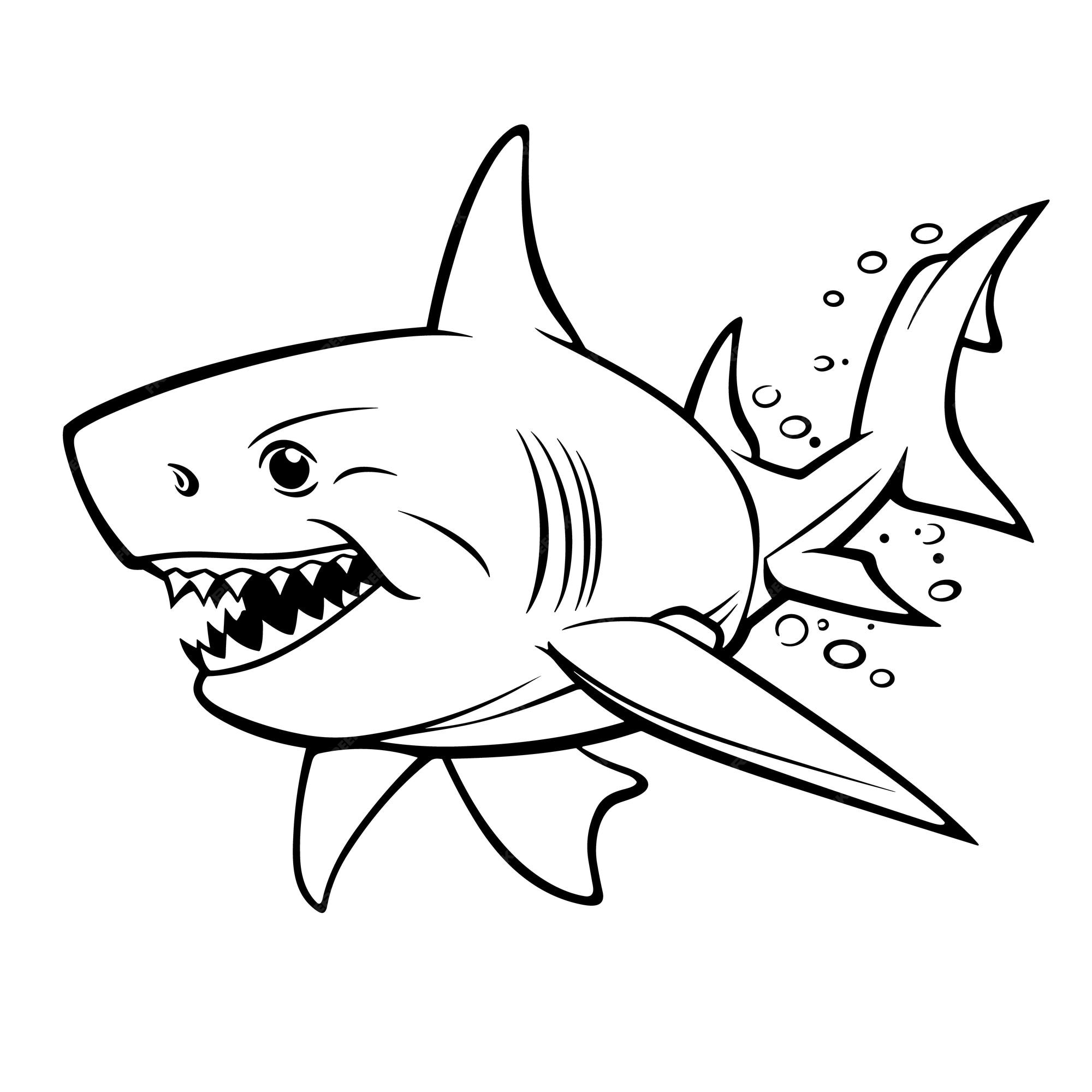 Premium vector shark coloring pages for kid
